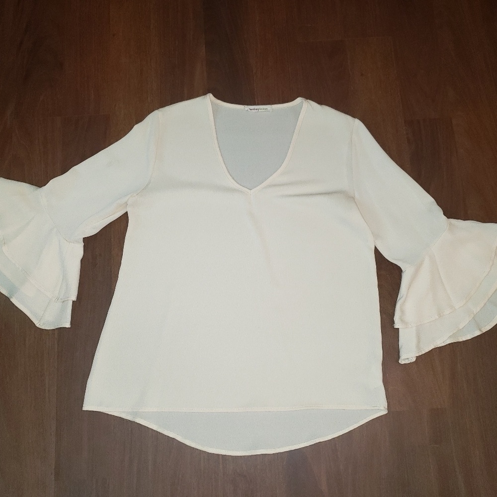 Cream long sleeve shirt